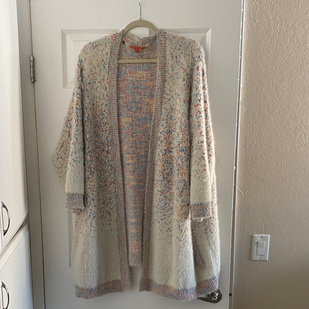 Modcloth Cream Multicolor Open-Front Cardigan